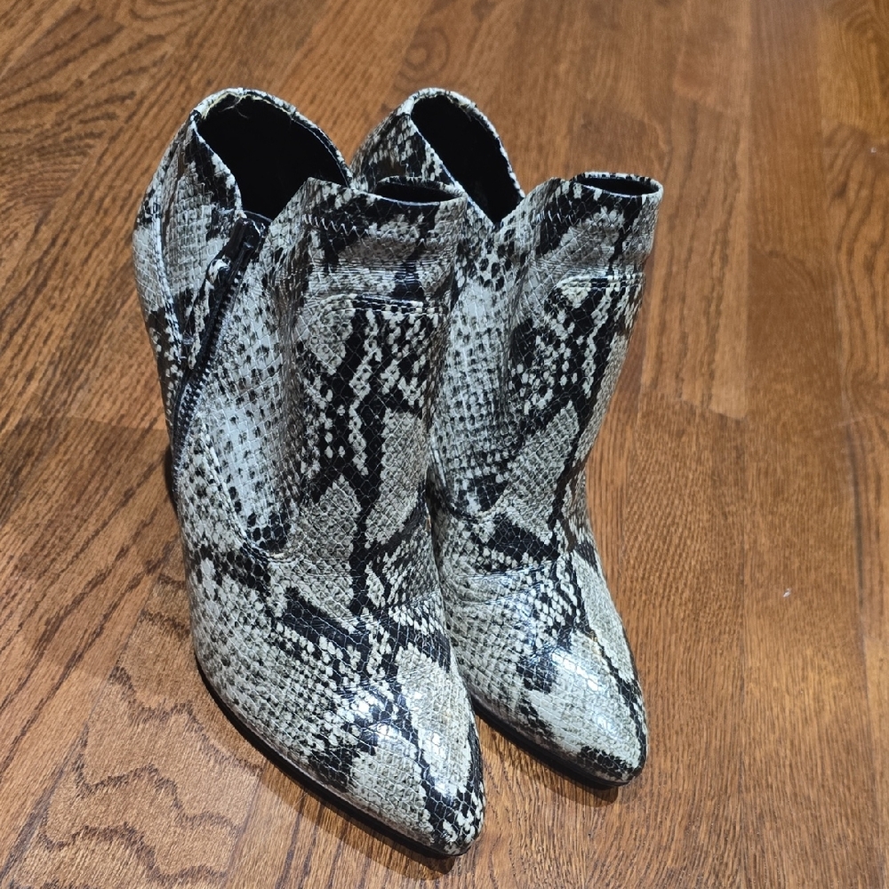 Franco Sarto Snakeskin Pattern Ankle Boots